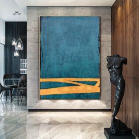 Large Abstract Handmade Oil Painting On Canvas Original Blue and Orange Canvas Wall Art Modern Minimalist Wall Art For Living Room Bedroom Decor (Style: 01, size: 120x160cm)