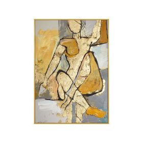 100% Hand Painted Abstract Gold And Silver People Man Oil Paintings Home Decor Wall Art Pictures Handmade Painting Large Oils No Frame (size: 90X120cm)