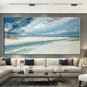 Hand Painted Oil Paintings Abstract Seascape Painting Beach Ocean Living Room Hallway Luxurious Decorative Painting (size: 100x150)