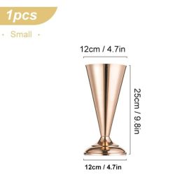 1/2Pcs Metal Candle Holders Flower Vase Centerpiece for Table Decor Candlestick Flower Pillar Road Lead Candelabra Wedding Party (Ships From: CN, Color: 1Pcs-Small)