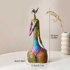 Modern Abstract Art Woman Sculpture Figurines Creative Home Decor Colorful Abstract Painted Statues Living Room Table Decor Gift (Ships From: China, Color: Style C)