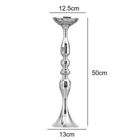 Gold/ Silver/White Metal Candle Holders Flower Vase Candlestick Centerpieces Road Lead Wedding Party Home Table Event Decoration (Ships From: China, Color: large sliver)
