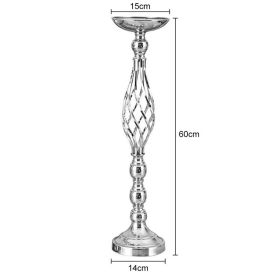 Gold/Silver Wedding Candle Holders Decor Table Centerpiece Pillar Flower Vase Rack Stand Road Lead Floral Bouquet Party Supplies (Ships From: China, Color: Silver Large)