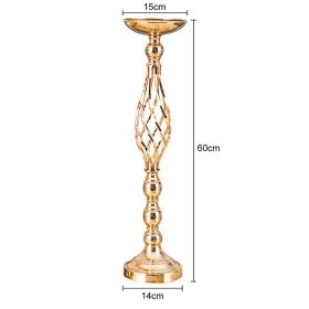 Gold/Silver Wedding Candle Holders Decor Table Centerpiece Pillar Flower Vase Rack Stand Road Lead Floral Bouquet Party Supplies (Ships From: China, Color: Gold Large)