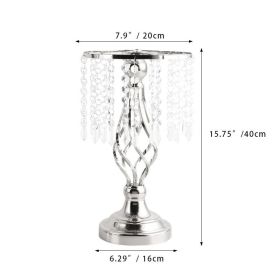 New Luxury Metal Candle Holders with Crystal Flowers Vase Candlestick Table Centerpieces Wedding Table Candle Stand Wedding Prop (Ships From: CN, Color: Silver-S)