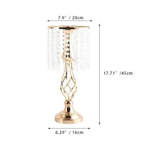 New Luxury Metal Candle Holders with Crystal Flowers Vase Candlestick Table Centerpieces Wedding Table Candle Stand Wedding Prop (Ships From: CN, Color: Gold-M)