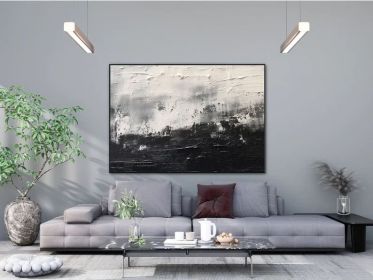 Black and White 100% Handmade Contrasting Color Textured Painting Acrylic Abstract Oil Painting Wall Decor Living Room Office Wall Art (Style: 01, size: 100X150cm)