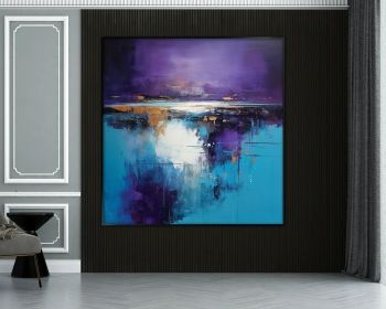 Abstract Purple and Blue 100% Handmade Colourfull Textured Painting Acrylic Oil Painting Wall Decor Living Room Office Wall Art (Style: 01, size: 80x80cm)