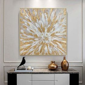 Hand Painted Large Original Oil Painting Abstract Wall Art Gold And White Modern Art Gold Leaf Painting Gold Foil Painting Boho Wall For Home Decor Te (Style: 01, size: 140x140cm)