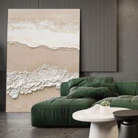 Large Cream White Texture Wall Art Ocean Beach Minimalist Painting 3D Wabi-Sabi Textured Painting Beige and White Abstract Art Home Decor (Style: 01, size: 140x210cm)