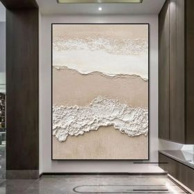Large Cream White Texture Wall Art Ocean Beach Minimalist Painting 3D Wabi-Sabi Textured Painting Beige and White Abstract Art Home Decor (Style: 01, size: 50X70cm)