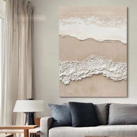 Large Cream White Texture Wall Art Ocean Beach Minimalist Painting 3D Wabi-Sabi Textured Painting Beige and White Abstract Art Home Decor (Style: 01, size: 60X90cm)