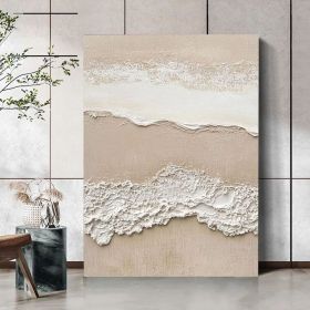 Large Cream White Texture Wall Art Ocean Beach Minimalist Painting 3D Wabi-Sabi Textured Painting Beige and White Abstract Art Home Decor (Style: 01, size: 80x120cm)