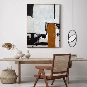 Large Hand Painted Abstract Oil Painting On Canvas Original Minimalist Canvas Wall Art Modern Black And White Wall Art For Living Room Bedroom Decor (Style: 01, size: 80x120cm)