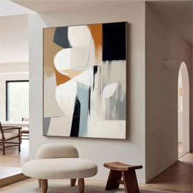 Original Hand-Painted Abstract Mura Beige Black and Gray Wall Art for Modern Interior Deco Unique Abstract Painting for Home Decoration (Style: 01, size: 100X150cm)