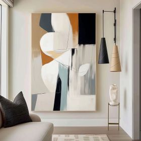 Original Hand-Painted Abstract Mura Beige Black and Gray Wall Art for Modern Interior Deco Unique Abstract Painting for Home Decoration (Style: 01, size: 50X70cm)