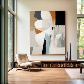 Original Hand-Painted Abstract Mura Beige Black and Gray Wall Art for Modern Interior Deco Unique Abstract Painting for Home Decoration (Style: 01, size: 70x100cm)