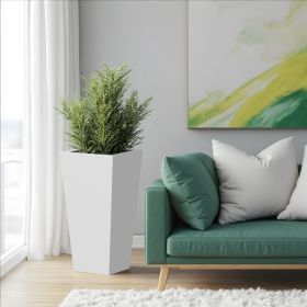 30" H Tall Mental Tapered Planter â€“ Large Outdoor & Indoor Garden Plant Pot with Drainage Hole and Rubber Plug (Color: as Pic)