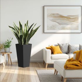 25" H Tall Mental Tapered Planter â€“ Large Outdoor & Indoor Garden Plant Pot with Drainage Hole and Rubber Plug (Color: as Pic)