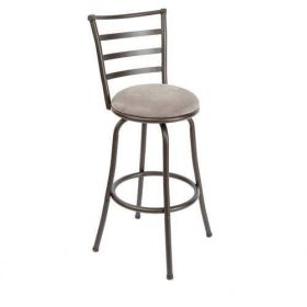 Adjustable 24" or 29" Swivel Barstool, Grey Microfiber Cushion (Color: Brown)