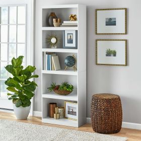 Framed 5-Tier Bookcase (Color: White)