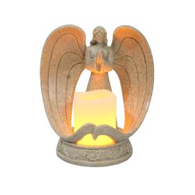 Nordic Style Resin Angel Electronic Candle Holder Living Room Church Decorations (Color: sand)