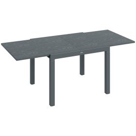 Outsunny Extendable Outdoor Dining Table, 41"- 83" Aluminum Frame Patio Table with Wood Effect Steel Top, Rectangle Expandable Patio Table for 6-8 (Color: as Pic)