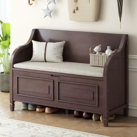 Rustic Style Solid wood Entryway Multifunctional Storage Bench with Safety Hinge (Material: MDF, Color: Espresso)