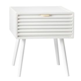 Wood Nightstand End Side Table with 1 Drawer for Living Room, Bedroom (Color: as picture)