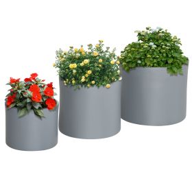Set of 3 Outdoor Planter Set, 13/11.5/9in, MgO Flower Pots with Drainage Holes, Outdoor Ready & Stackable Plant Pot for Indoor, Entryway, Patio, Yard (Color: as Pic)