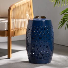Modern Iron Outdoor Side Table (Material: Iron, Color: Dark Blue)
