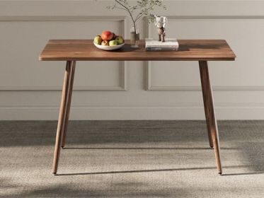 47" Modern minimalist MDF wood color dining table, black metal legs, small sized dining table, computer desk, office desk, kitchen table (Color: Walnut)