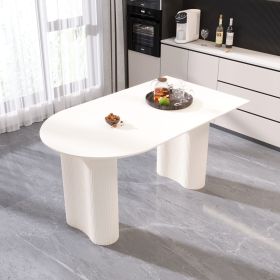 63 "Modern Fashion MDF New Cream Style Dining Table and Irregular Side Table, 4-8 Person Dining Table, Thick Engineering Wood Round Wave Table Legs (Color: Splicing desktop)