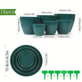 6-Piece Plant Planter with Drainage Holes and Tray 6-Piece Planter 7.5/6.6/5.8/5.0/4.3/3.5-Inch Planter, 6-Piece (Color: Dark green new for 2025)