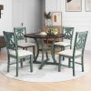 5-Piece Round Dining Table Set and 4 Fabric Chairs