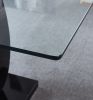 Contemporary Tempered Glass Top Double Pedestal Dining Table; size 63" x 35.4" x 29.5" (Black or White)