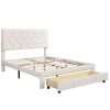 Full Size Storage Bed Velvet Upholstered Platform Bed with a Big Drawer