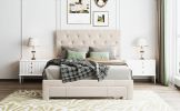 Full Size Storage Bed Velvet Upholstered Platform Bed with a Big Drawer