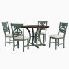 5-Piece Round Dining Table Set and 4 Fabric Chairs